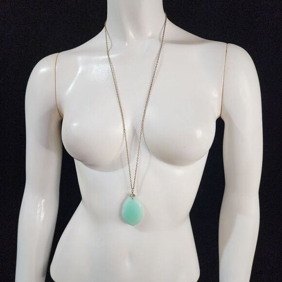 Aventurine Stone Faceted Teardrop Pendant Necklace - Picture 1 of 4
